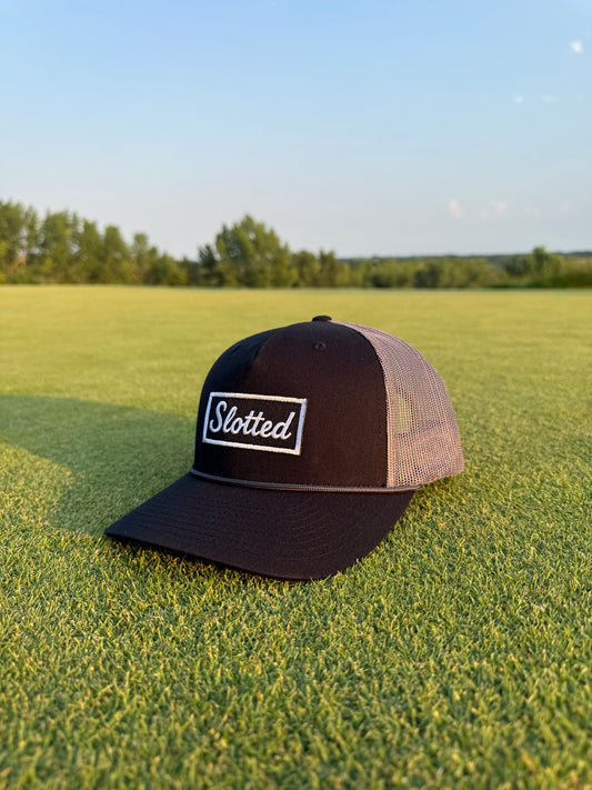 Black & White Slotted Trucker