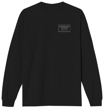 Black Compressed Butter Technician long-sleeve shirt with a logo on the chest 