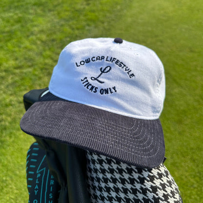 Low Cap Life Style, Sticks Only Hat, Corded, White and Ink Blue 