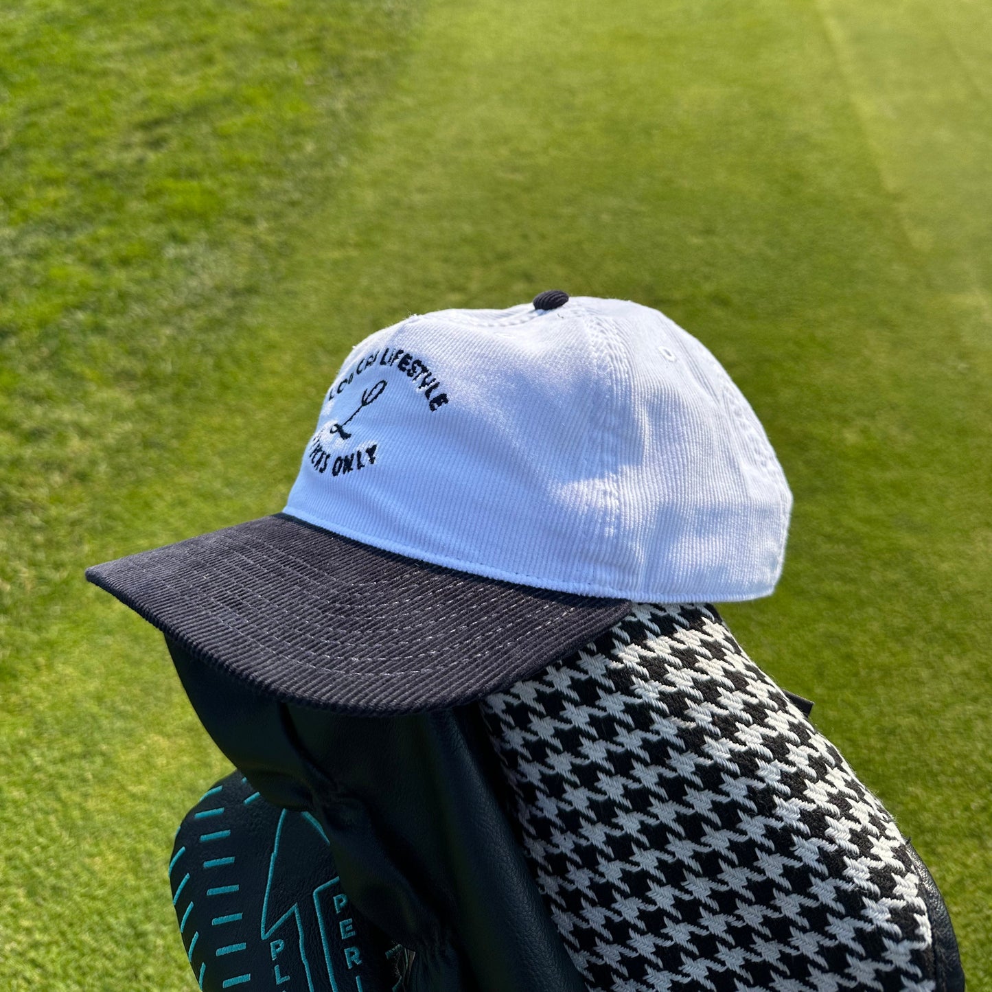 Low Cap Life Style, Sticks Only Hat, Corded, White and Ink Blue 