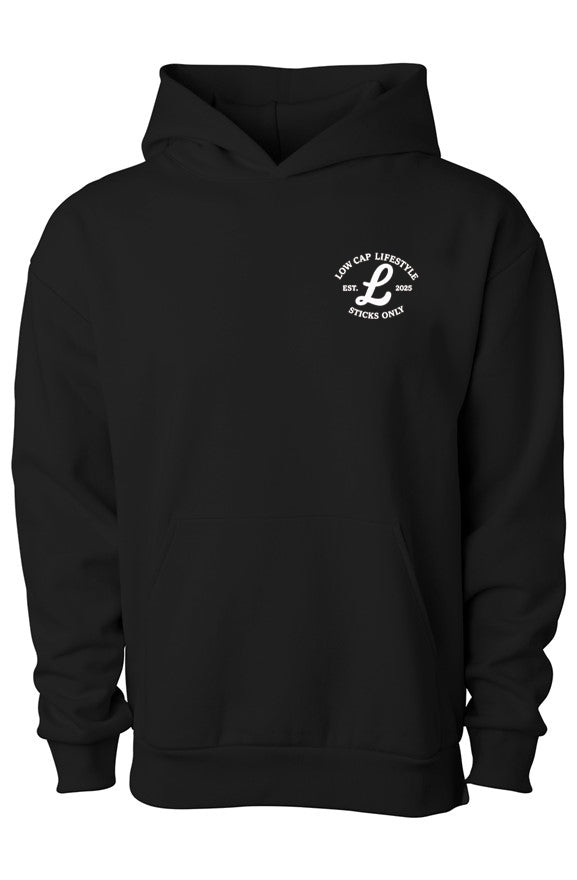 Black Coloured Cozy Stick Show hoodie with a logo on the chest 