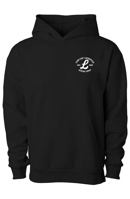 Black Coloured Cozy Stick Show hoodie with a logo on the chest 