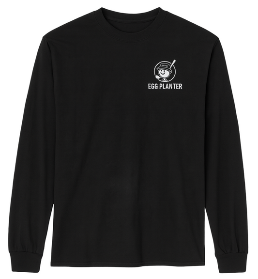 Egg Planter heirloom long sleeve shirt. Black with small logo on chest 