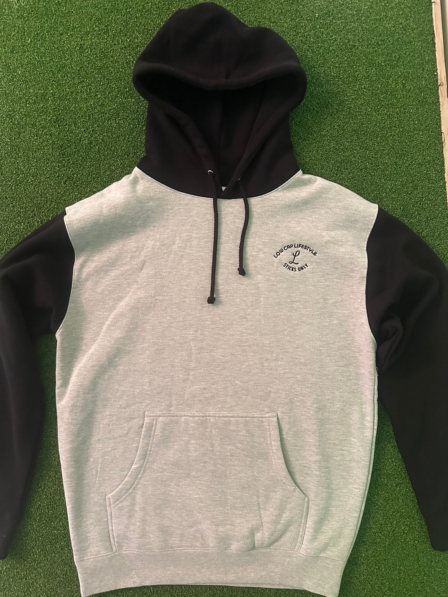 Grey and Black Heavy Weight Slotter Hoodie 