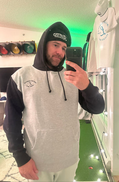 Sean wearing the heavy weight slotter hoodie 