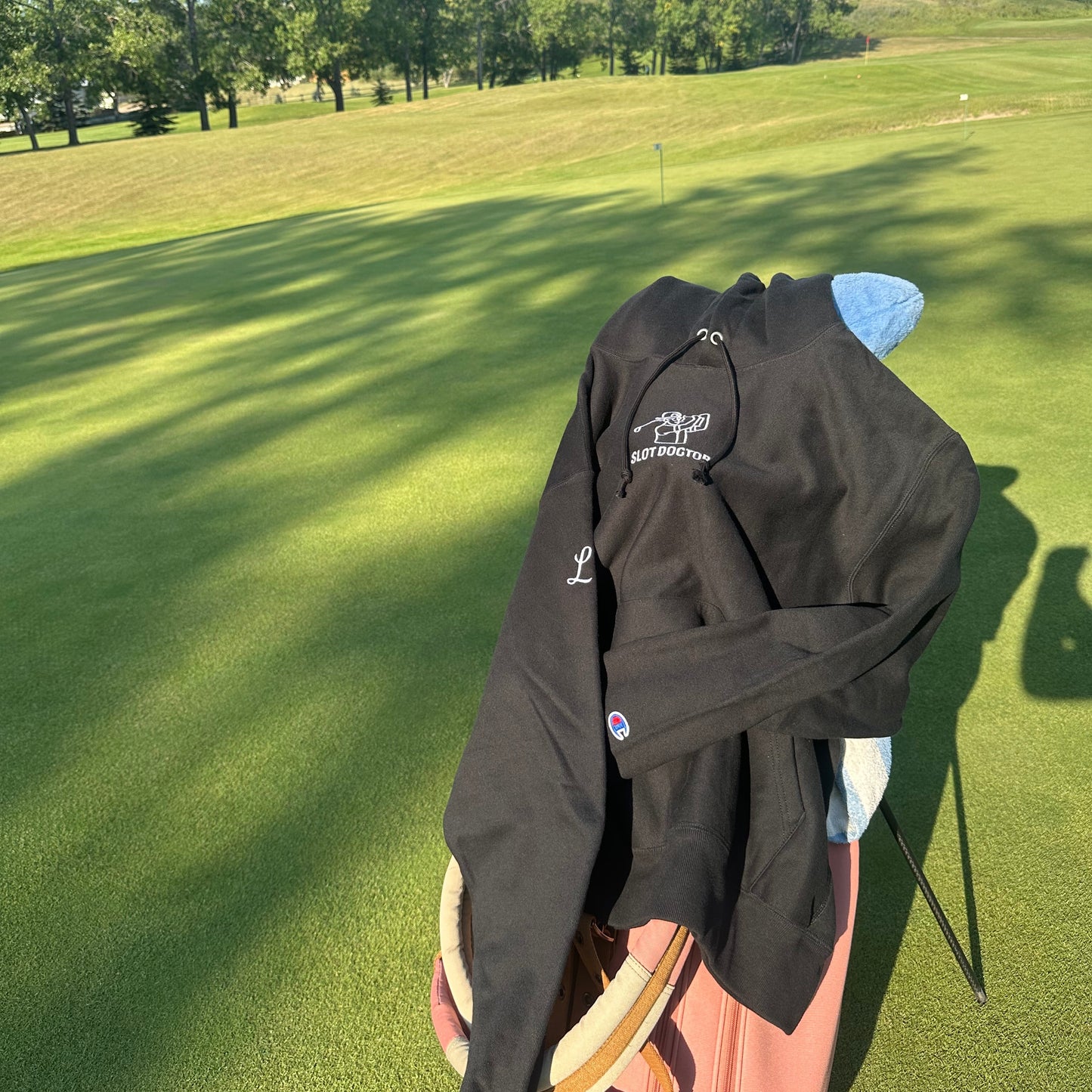 Slot Doctor Hoodie on a Golf Bag 